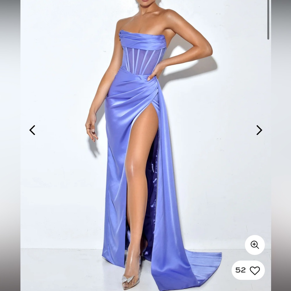 Purple periwinkle satin corset gown